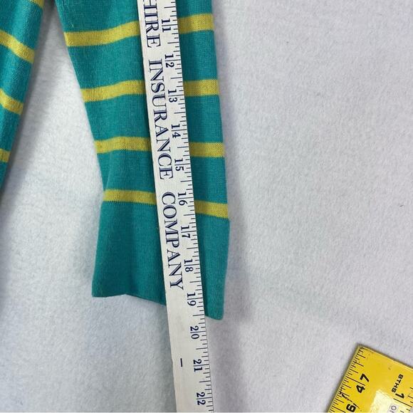 Boden Sweater Womens 6 Green Yellow Striped Boat Neck Cashmere Angora - Picture 10 of 12